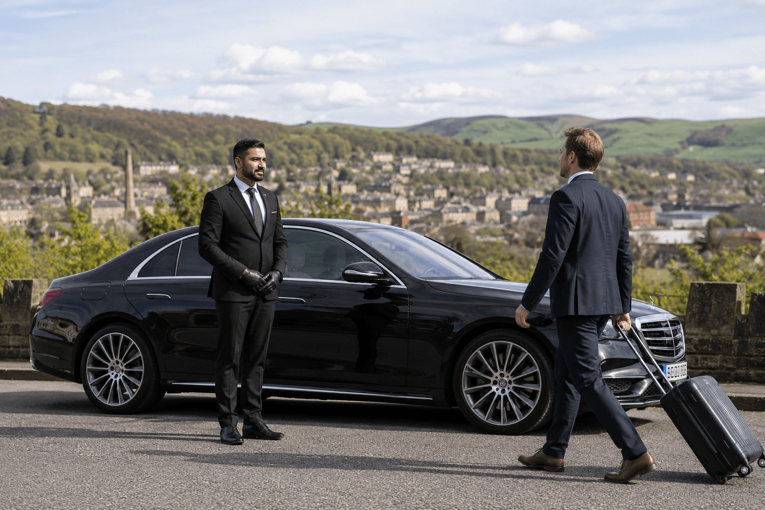 Executive chauffeur service in Clitheroe with luxury vehicle at Clitheroe Castle