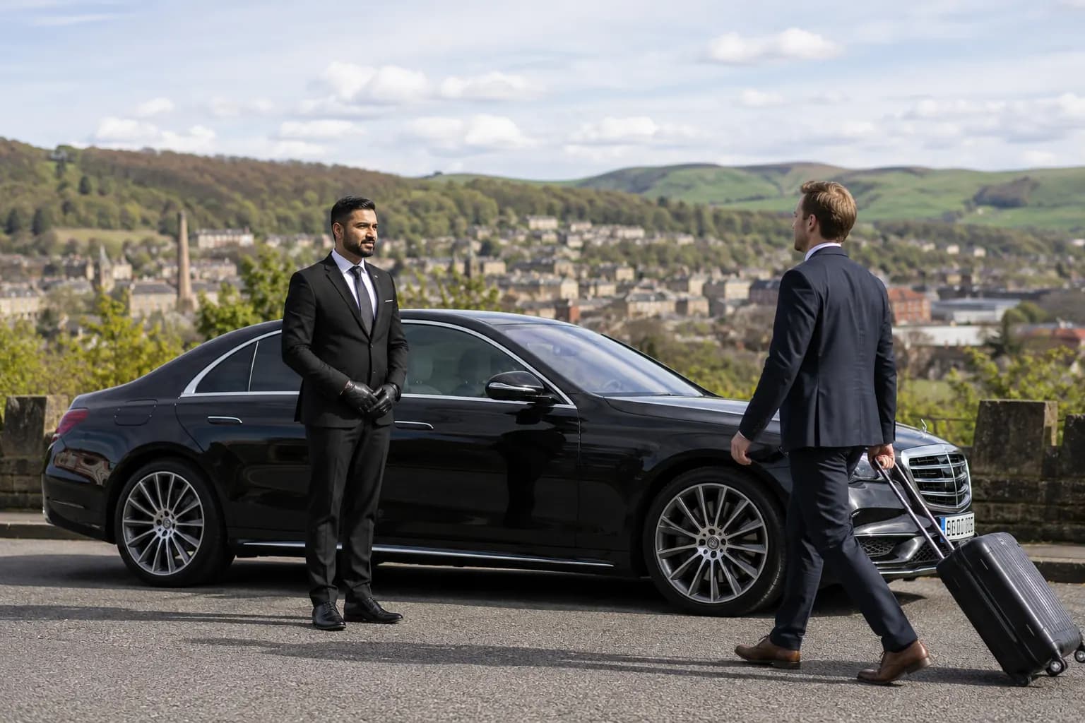 Executive chauffeur service for Laneshawbridge airport transfers with luxury vehicle